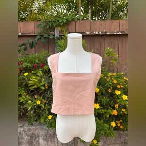 o.p.t Linen/Silk Blend NET Square Neck Sleeveless Top Size M Pink